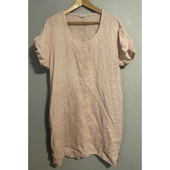 Cadenza Italy Womans Knee Length Size XL Pink Linen Relaxed Lagenlook READ - Picture 1 of 8